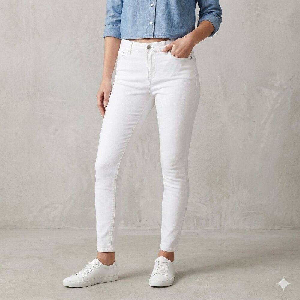 D. Jeans White Denim Ankle Skinny Jeans Stretch 5-Pocket Womens Size 8